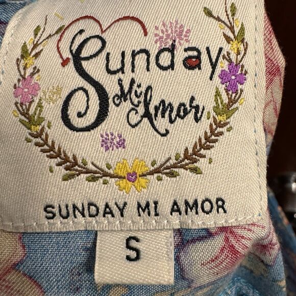 Sunday Mi Amor Dress Small Anthropologie Mini Cottage Core Smocked Waist Whimsy - Picture 6 of 7